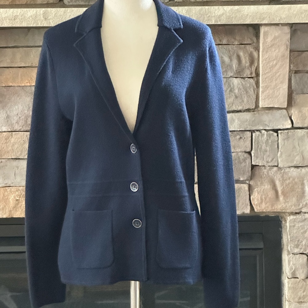 Talbots size medium, blue Merino Wool sweater/blazer
